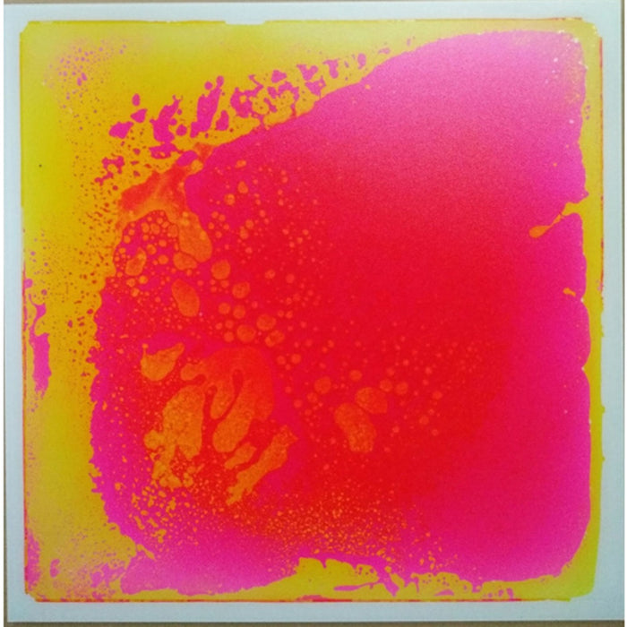 Floor tile with pink and yellow colors on a white background