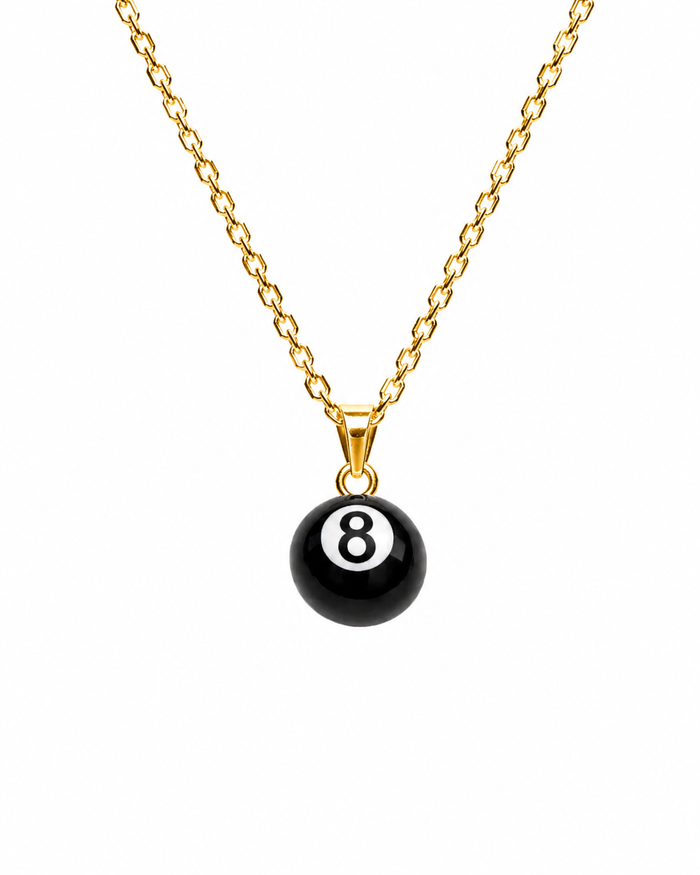 8-Pool Ball Necklace – 925 Sterling Silver, 14K Gold-Plated
