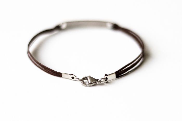 Am Israel Chai bracelet for men, stainless steel Hebrew charm, cotton string, jewish gift for him עם ישראל חי