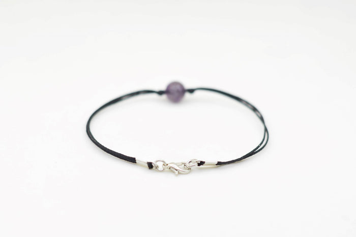 Amethyst bracelet for men, February birthstone, purple cord - shani-adi-jewerly