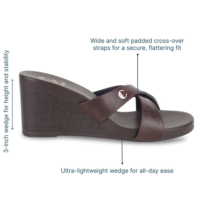 Axis Strapped Burgundy Wedge