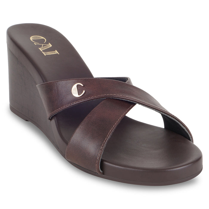 Axis Strapped Burgundy Wedge