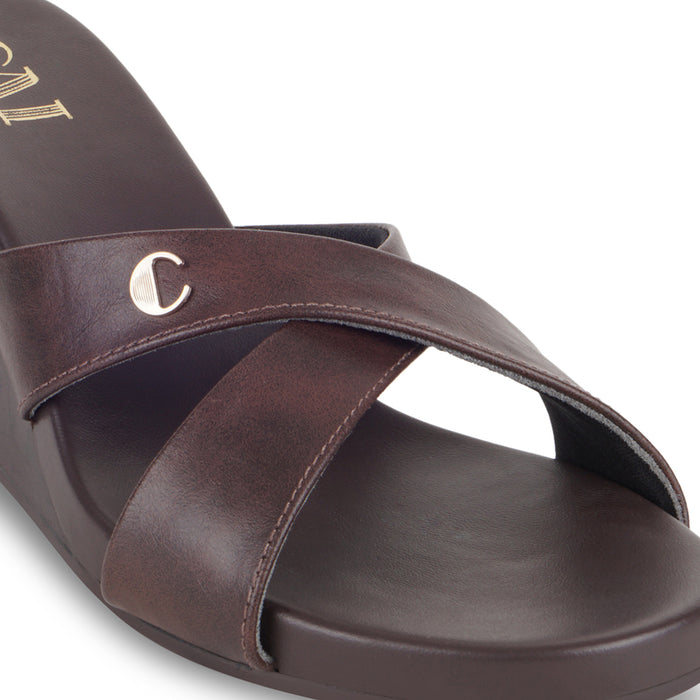 Axis Strapped Burgundy Wedge