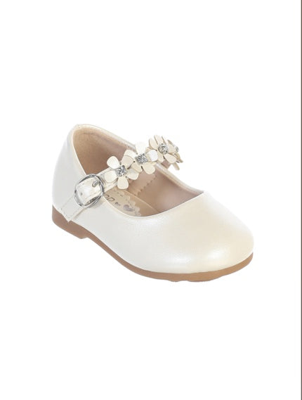 BEAUTIFUL LEATHERETTE SHOES WITH FLWER ACROSS THE STRAP