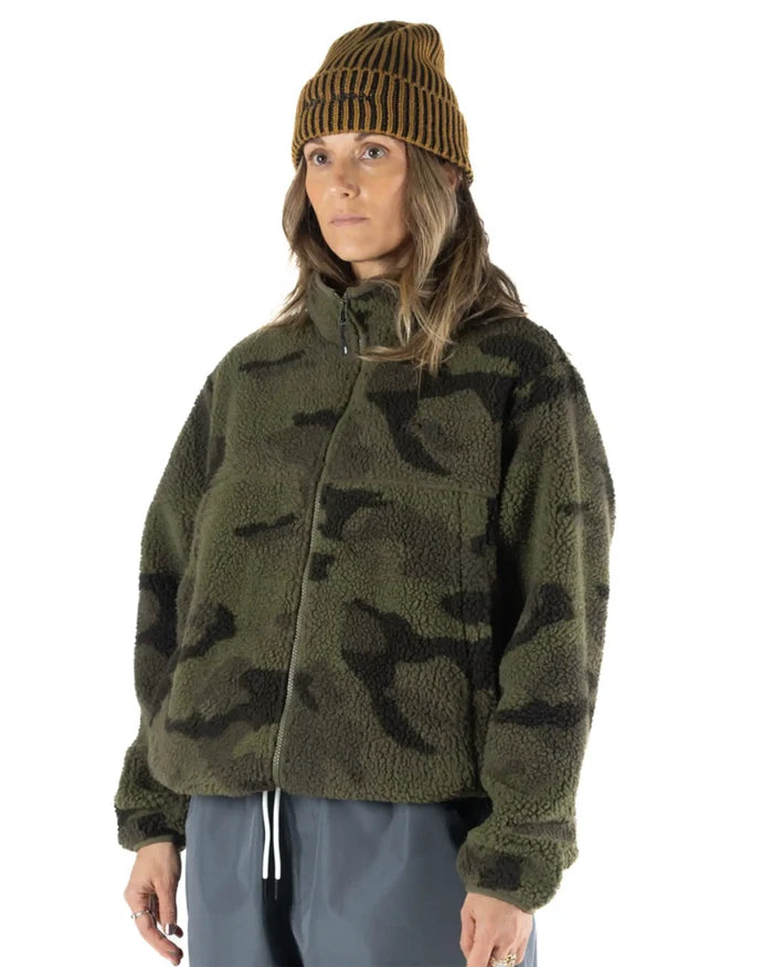 Berber Fleece Full Zip Jacket - Washed Camo