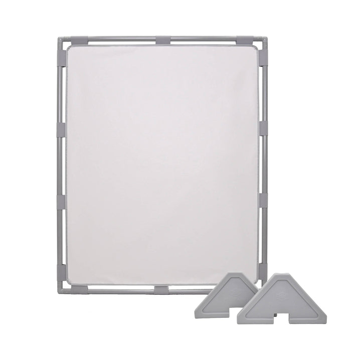 Light Gray divider with gray frame and two triangular stands on a white background