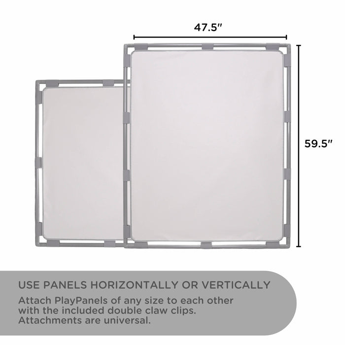 Dimensions of a play panel with text indicating usage and attachments.