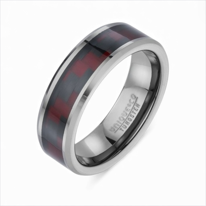 Black & Red Tungsten Ring