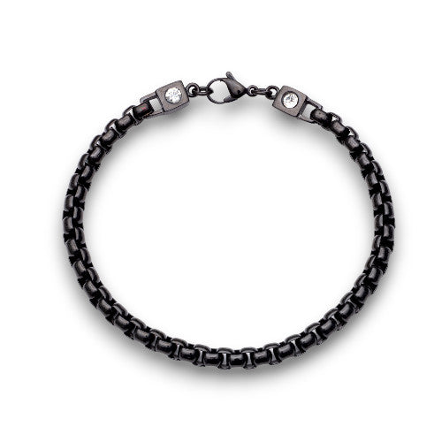 Black Round Box Chain Bracelet