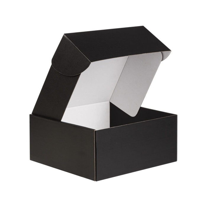 Black Square Flip Lid Shipper Box – White Inside (Pack of 10)
