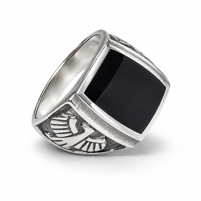 Black Sterling Silver Signet Ring
