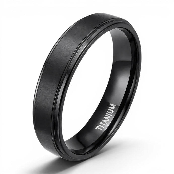 black titanium ring 6mm brushed finish lightweight durable men's band