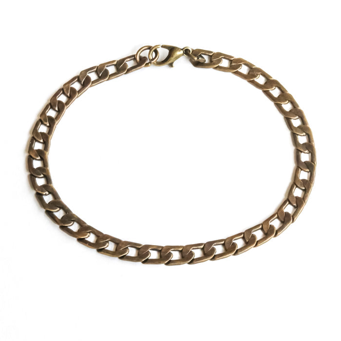 Bronze links chain bracelet for men, flat cuban chain, groomsmen gift, gift for him, mens jewelry, gift for boyfriend, minimalist jewelry