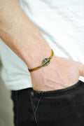 Bronze Leaf bracelet for men, brown cord - shani-adi-jewerly