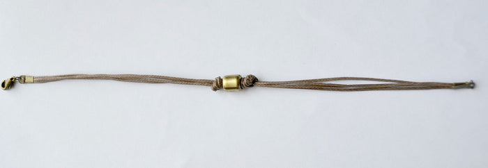 Bronze tube anklet for men, brown cord - shani-adi-jewerly