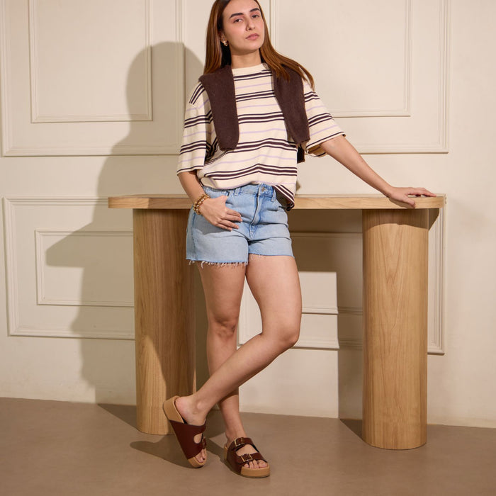 Brown Strapped Platform
