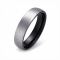 Brushed tungsten ring with matte outer finish and black inner band