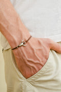 Bull head bracelet for men, brown cords, men's jewellery - shani-adi-jewerly