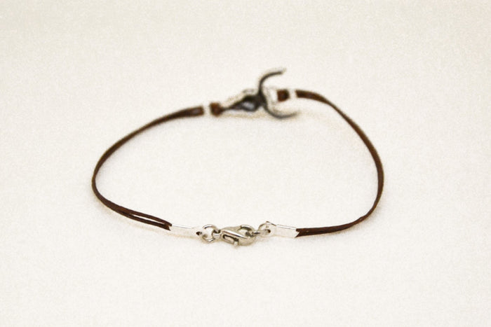 Bull head bracelet for men, brown cords, men's jewellery - shani-adi-jewerly