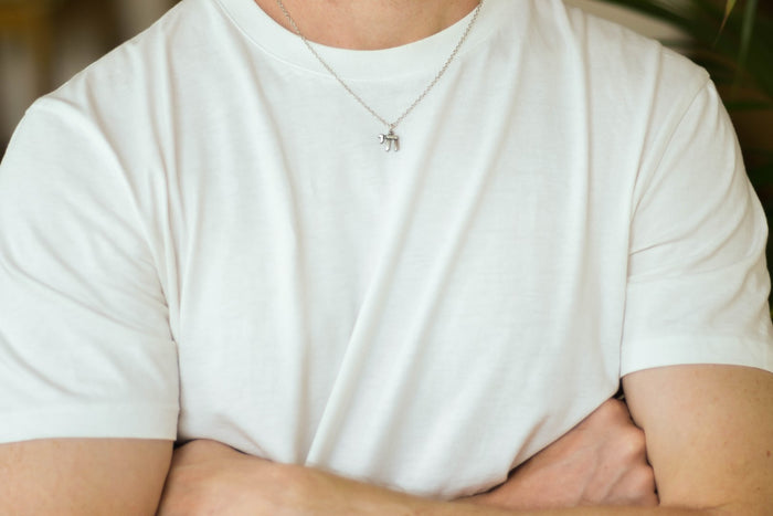 Chai necklace for men, stainless steel chain, Hai - shani-adi-jewerly