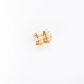 The Chloe Hoops by LLUME Jewelry are small, vintage-inspired gold hoop earrings with a ribbed design and 18k gold plated finish, shown on a white background.