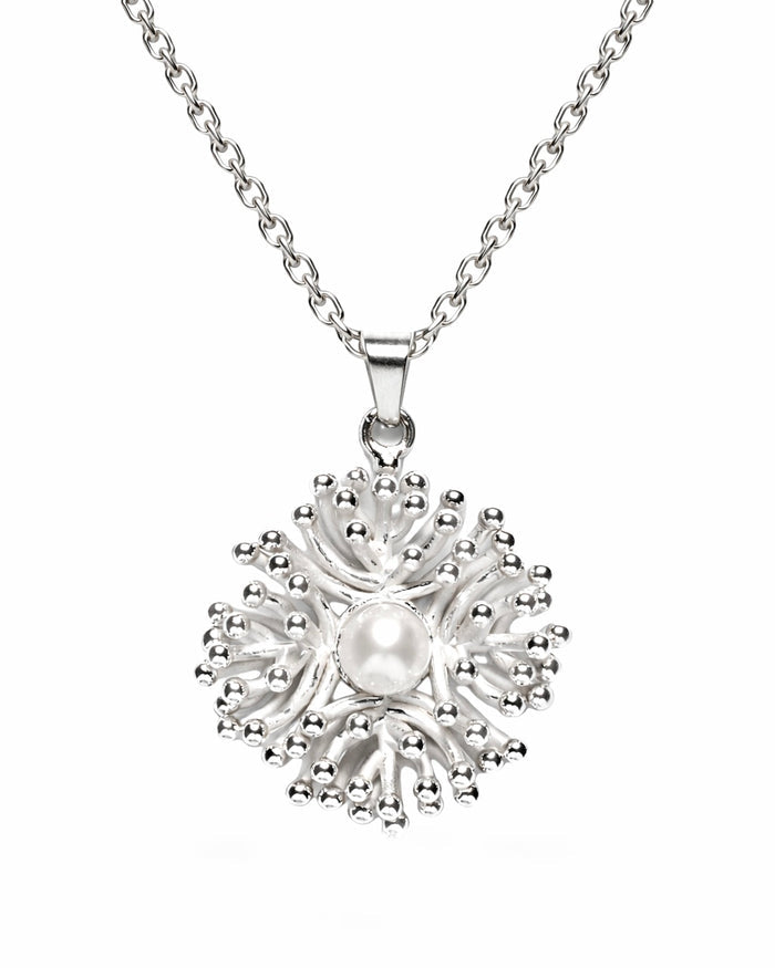 Korallen Kette aus 925 Sterling Silber mit natürlicher Süßwasserperle