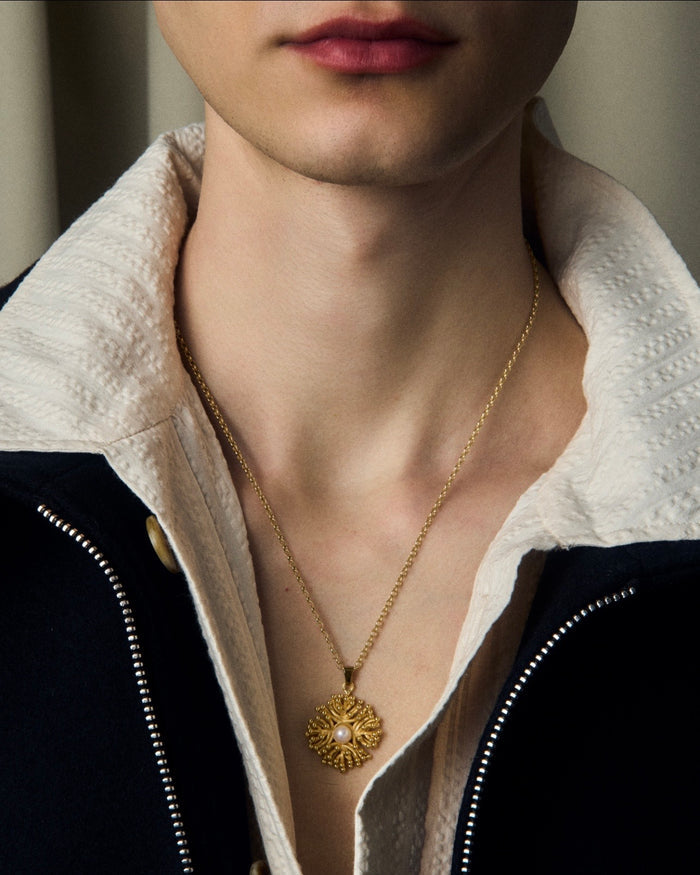 vintage necklace with coral pendant