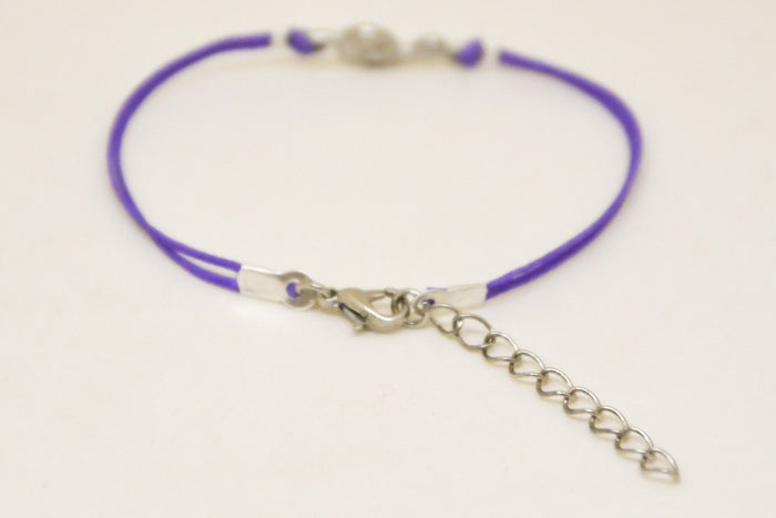 Purple cord bracelet with a silver Treble clef charm - shani-adi-jewerly