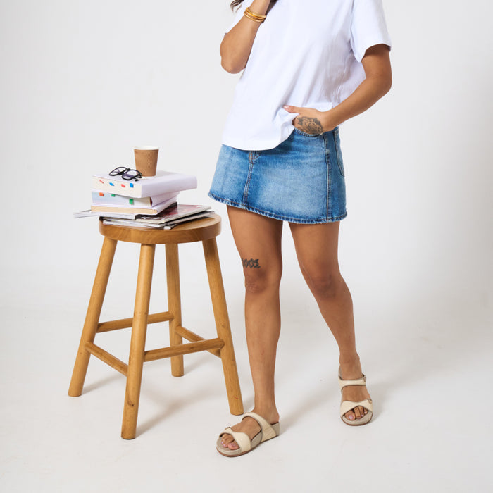 Cord Twostrapped Beige Platform
