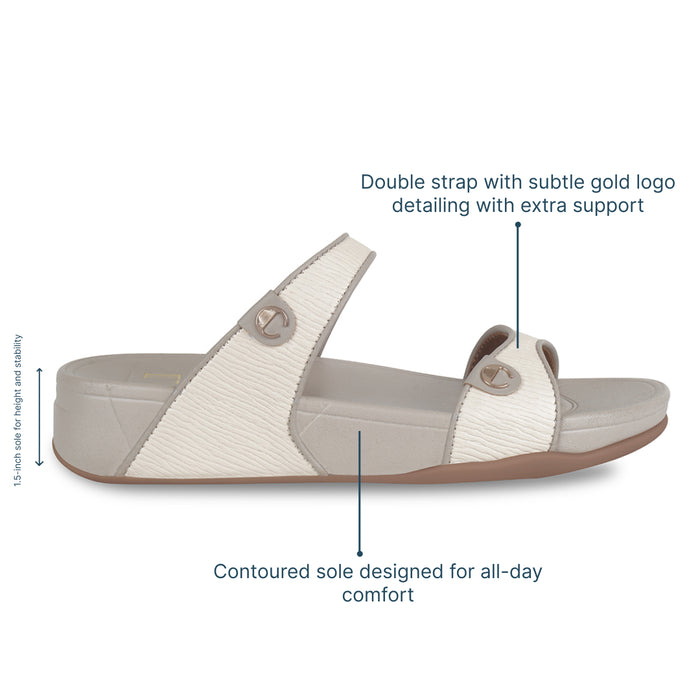 Cord Twostrapped Beige Platform