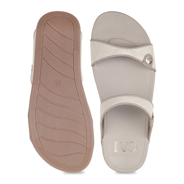 Cord Twostrapped Beige Platform