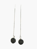 stem&stone dark grey druzy quartz threader earrings, 10mm round, 925 sterling silver chain, 5.5" length