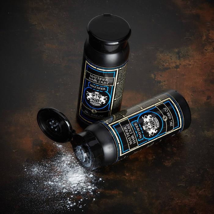 Dear Barber Mattifier Hair Dust 25g styling powder bottle with textured matte styling scene