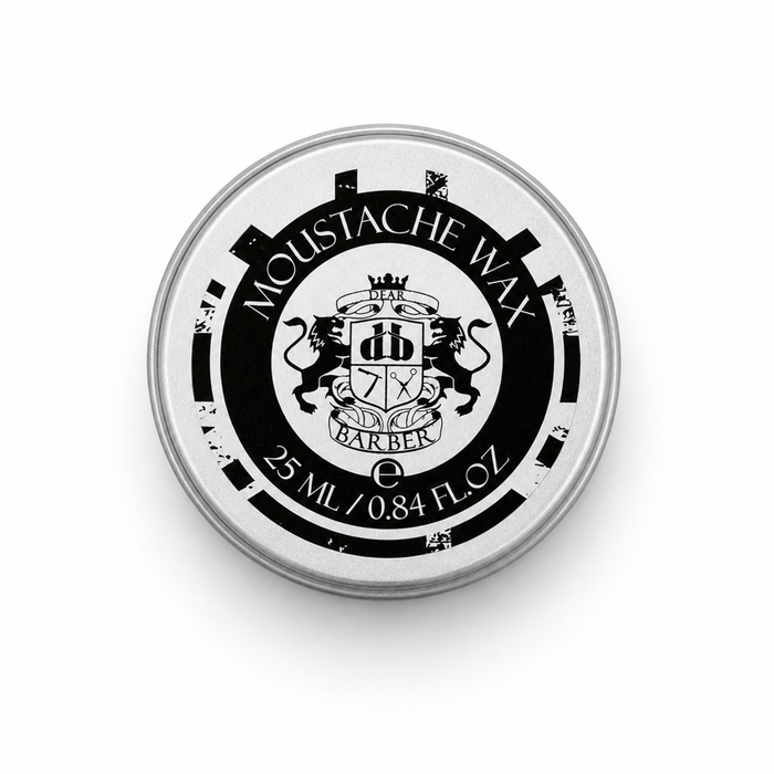 Dear Barber Moustache Wax 25ml tin on a white background