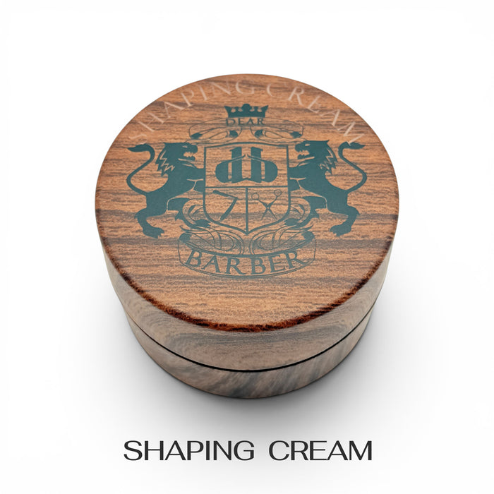 Dear Barber Shaping Cream 100ml wooden effect styling container on white background