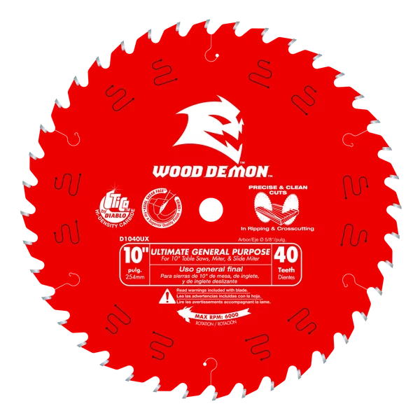Diablo 10" x 40-Teeth Wood Demon™ Ultimate General Purpose Carbide Saw Blade for Wood