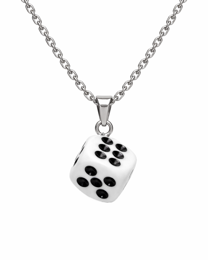 925 Sterling Silber Kette mit Würfel Anhänger, cooler Streetstyle-Schmuck