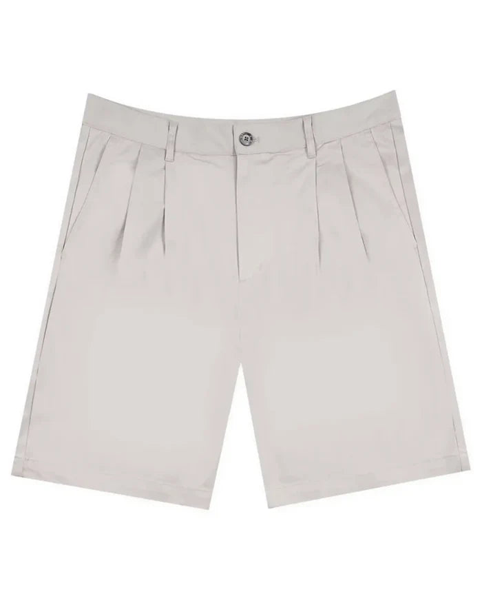 Double Pleated Shorts - Light Grey