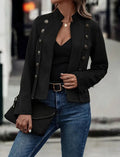 Double-row Metal Buckle Deerskin Velvet Retro Long-sleeved Coat