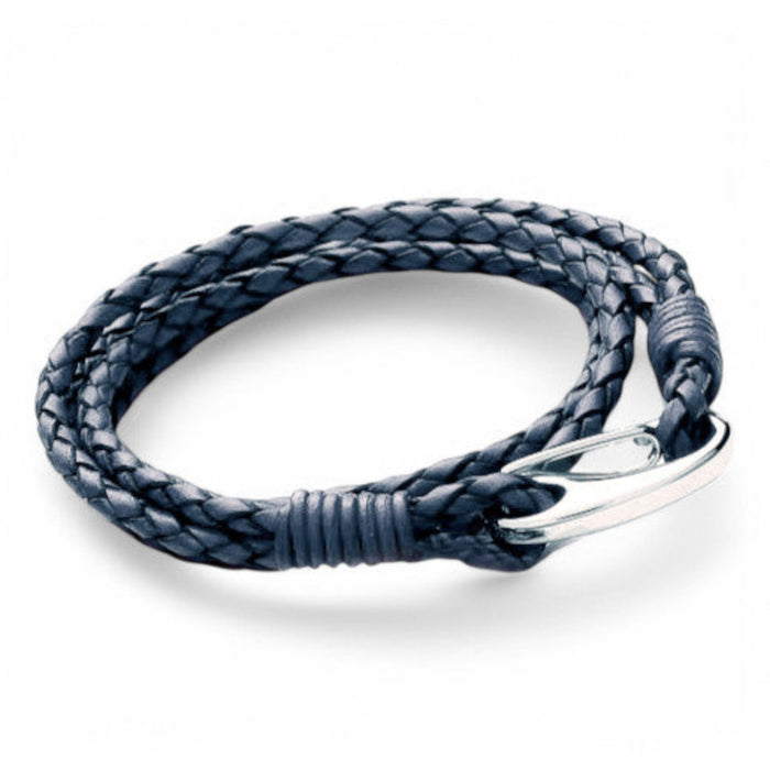 Double Wrap Leather Bracelet, Stainless Steel Clasp