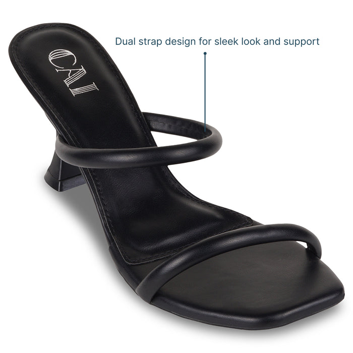 Dual Strap Black Heels