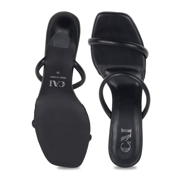 Dual Strap Black Heels
