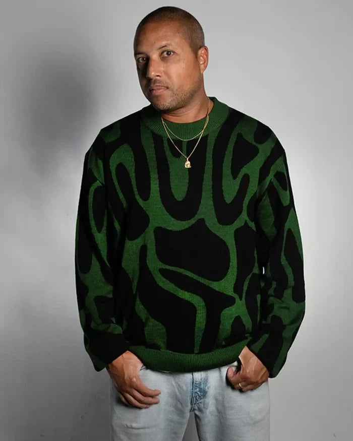 Emiliano Knit Sweatshirt - Green/Black