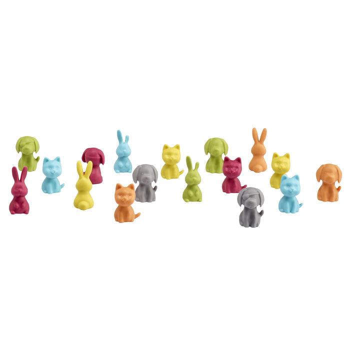 Set of colorful animal figurines on a white background