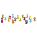 Set of colorful animal figurines on a white background