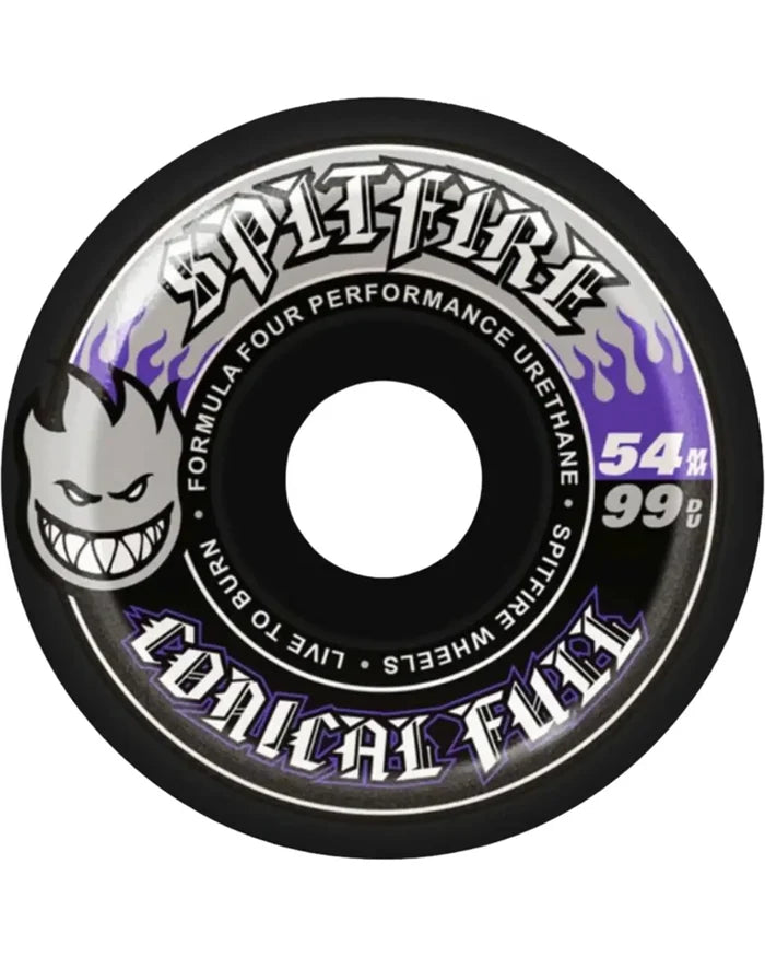 F4 99D Team Conical Full Skateboard Wheels Black 54mm