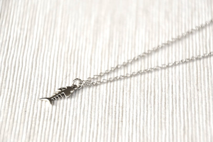 Fish bones chain necklace for men, fisherman gift for him
