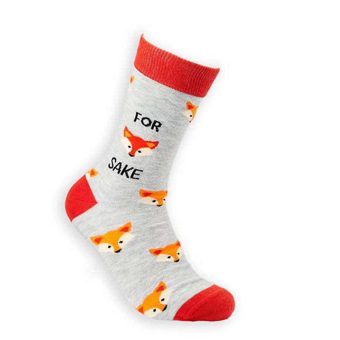 For Fox Sake novelty socks grey main view with fox design
