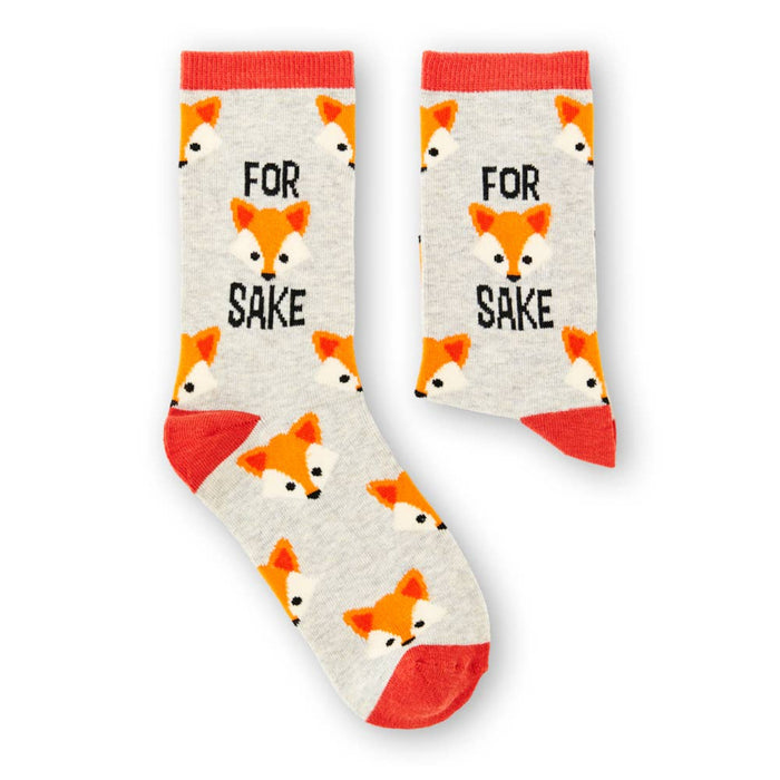 pair of For Fox Sake novelty socks laid flat showing full design

Image 4