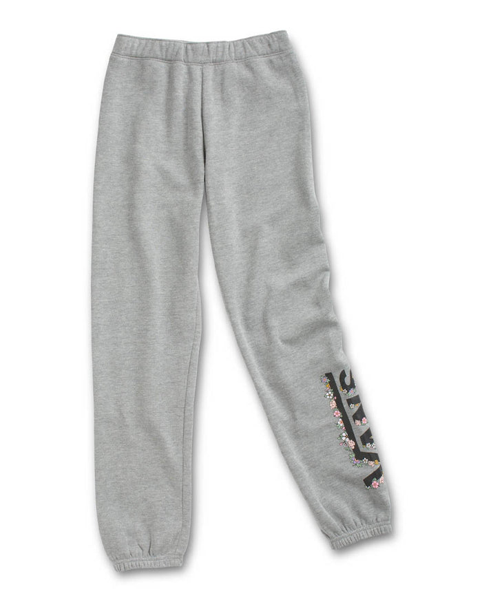 Girls Floral V Sweatpants - Heather Grey